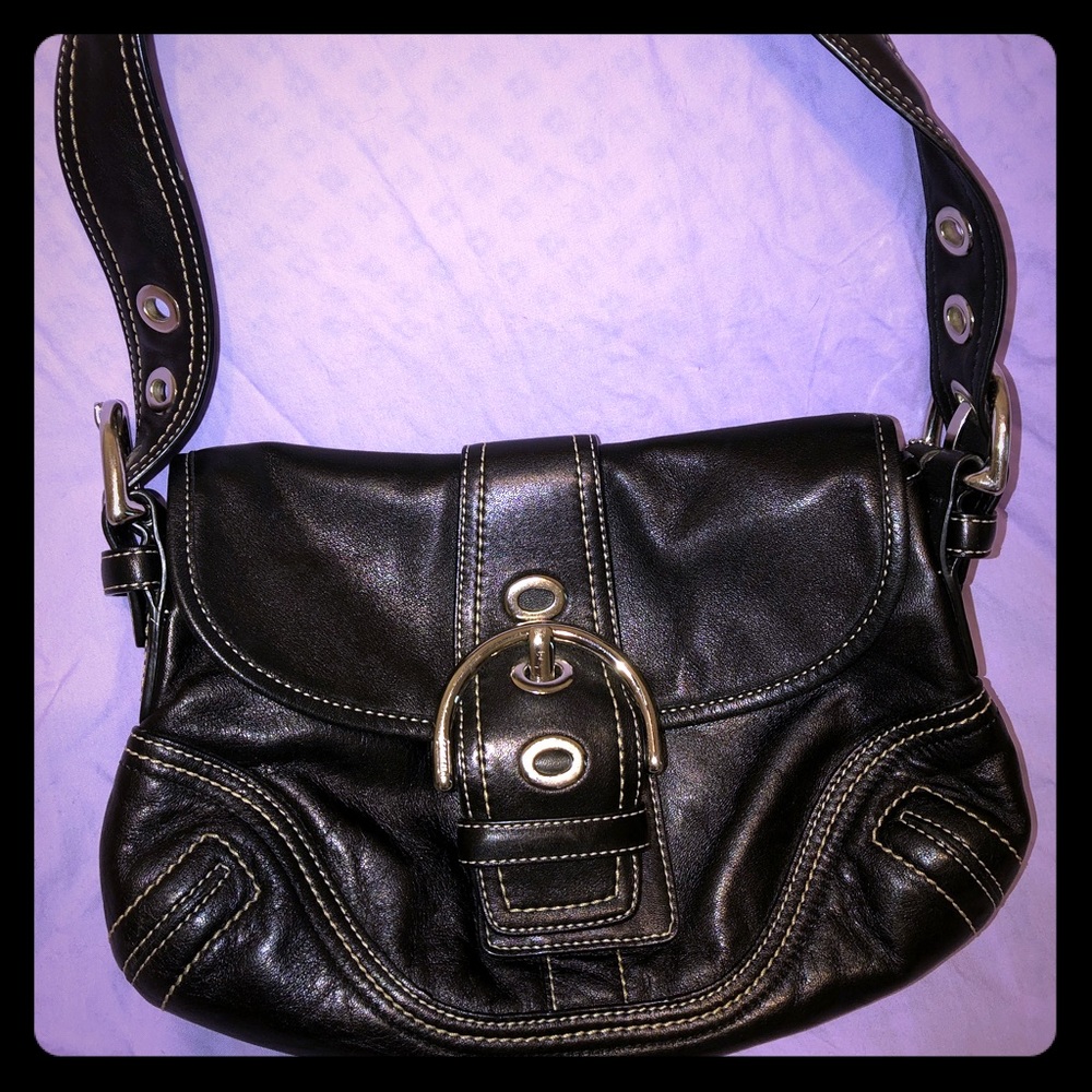 Coach black leather bag